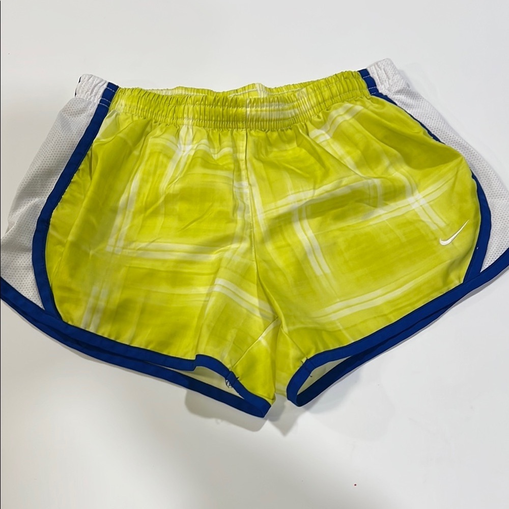 Nike - lined running shorts, M, yellow/blue plaid‎